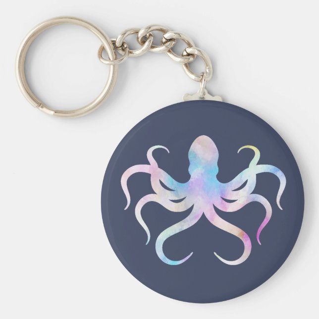 Vattenfärgad bläckfisk nyckelring (Framsidan)