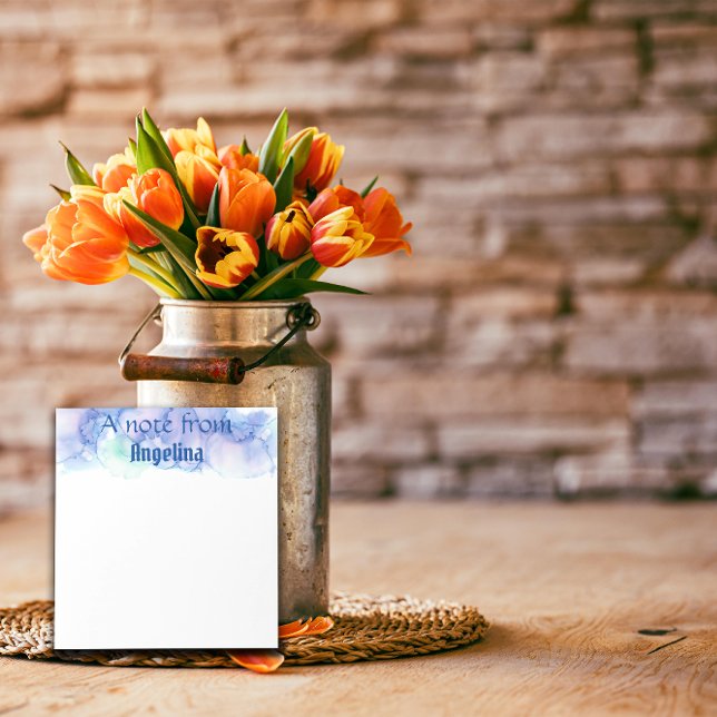 Vattenfärgad blåteal grönt stänk vit brev anteckningsblock (Skapare uppladdad)