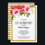Vattenfärgad Blommigt 21:a födelsedag Glitter Part Inbjudningar<br><div class="desc">Utformningen av vattenfärgen i blommigten i hörnet och dina detaljer i chicen med en guld faux glitter gräns,  är dessa födelsedagsfest inbjudan underbara för alla åldrar. MATCHING-objekt i vår samling.</div>