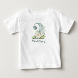 Vattenfärgad Blommigt 2:a födelsedag T-Shirt