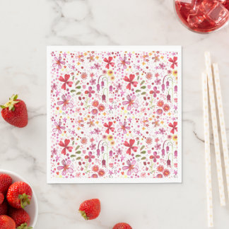 Vattenfärgad Blommigt Art Modern Mönster Pappersservett