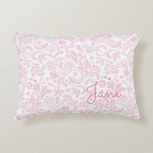 Vattenfärgad Blommigt Art NAMN rosa vit, grå, söt Prydnadskudde