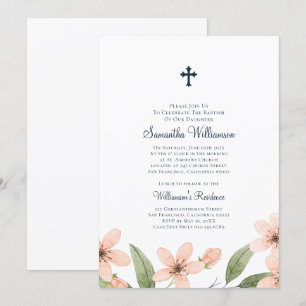 Vattenfärgad Blommigt Baptismal Inbjudningar
