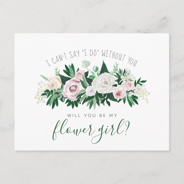 Vattenfärgad Blommigt blir du min ungflicka Inbjudan Vykort (Framsida)