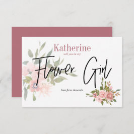 Vattenfärgad Blommigt blir du min ungflicka Inbjudningar