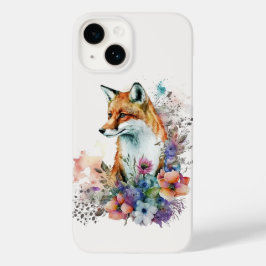 Vattenfärgad Blommigt Boho Chic Aesthetic Fox Artw