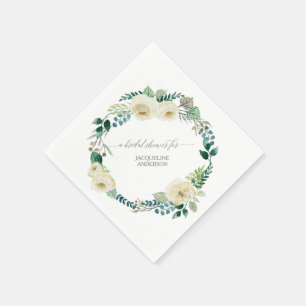 Vattenfärgad Blommigt BOHO WAN Ivory Ro Rustic Pappersservett
