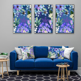 vattenfärgad blommigt botaniskt bladgrein poster