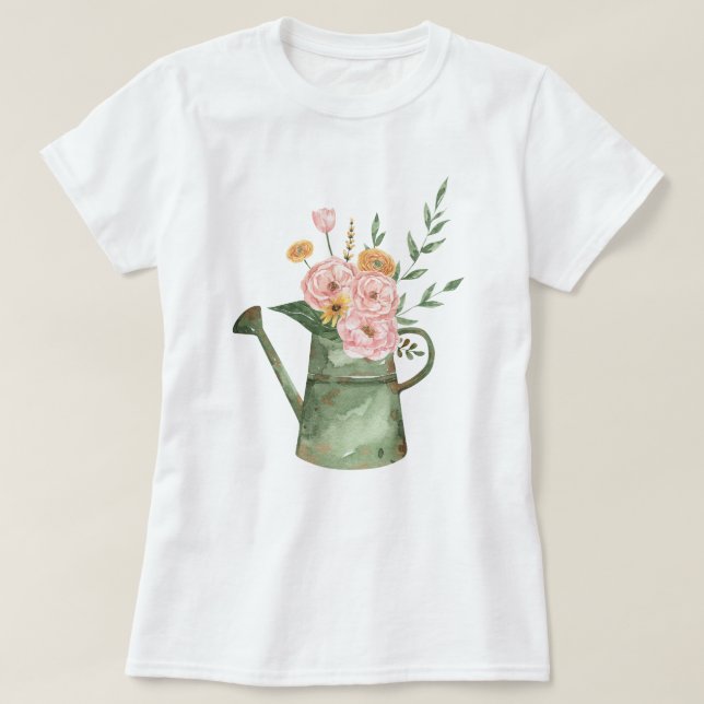 Vattenfärgad blommigt bouquet art t shirt (Design framsida)