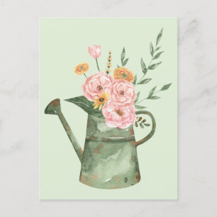 Vattenfärgad blommigt bouquet art vykort