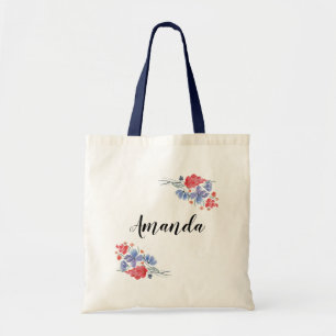 Vattenfärgad blommigt bouquet,personlig till säck tygkasse