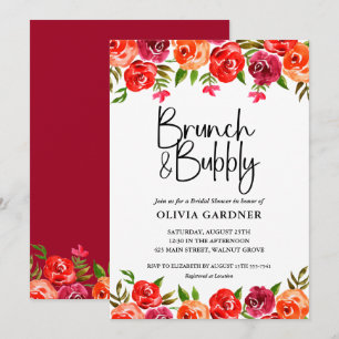Vattenfärgad Blommigt Brunch och Bubly Möhippa Inbjudningar