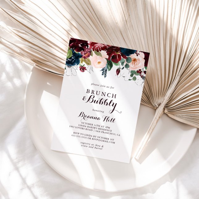 Vattenfärgad Blommigt Brunch och Bubly Möhippa Inbjudningar (Skapare uppladdad)