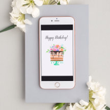 Vattenfärgad Blommigt Chocolate Birthday Cake