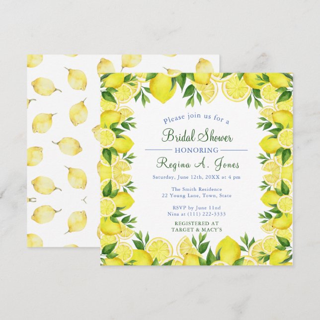 Vattenfärgad Blommigt citonfrukt, sömlös, gräns (Fram/baksida)