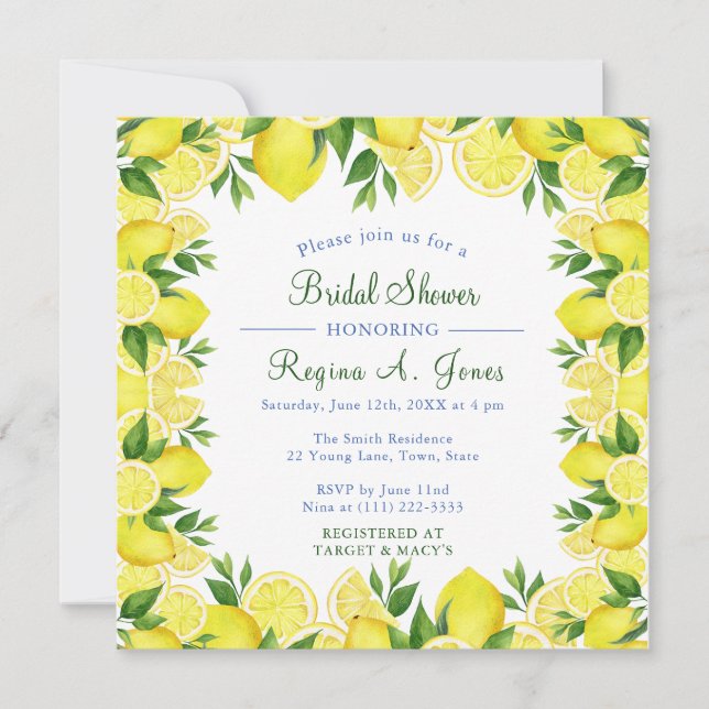 Vattenfärgad Blommigt citonfrukt, sömlös, gräns Tack Kort (Framsida)