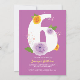 Vattenfärgad Blommigt Cute 6e Birthday Spara Datumet