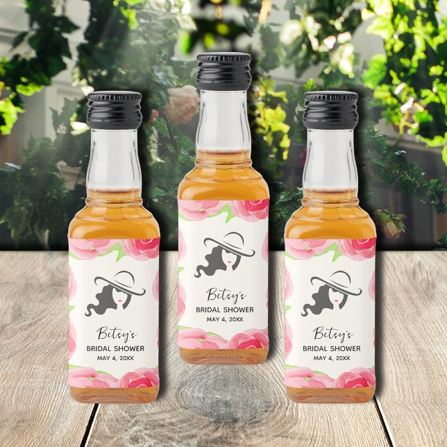 Vattenfärgad Blommigt Derby Möhippa Favors Mini Spritflaskor Etikett (Skapare uppladdad)