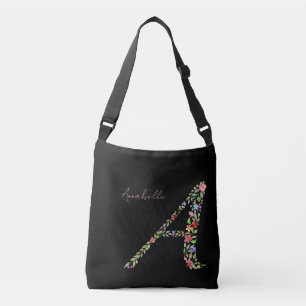 Vattenfärgad Blommigt Elegante Monogram Brev A Axelväska