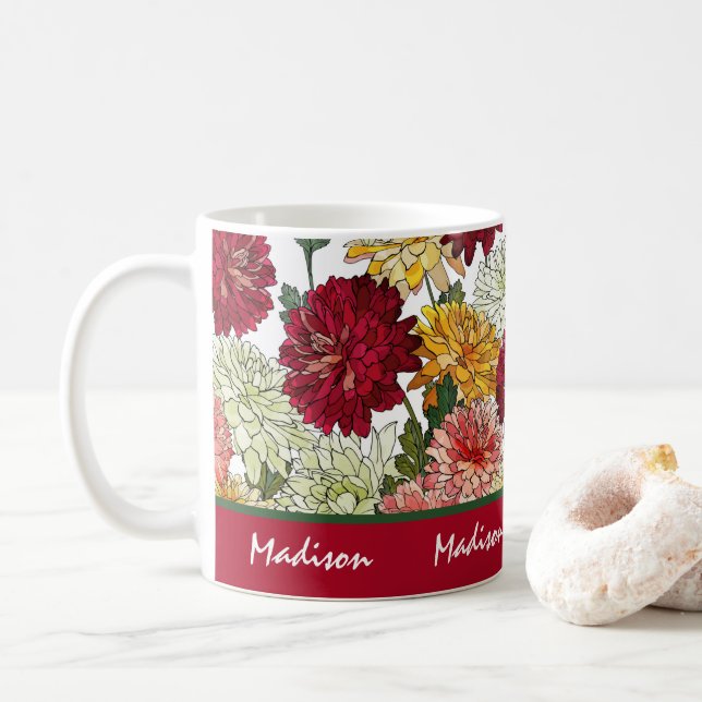 Vattenfärgad Blommigt Färgfull Modern Botaniskt Na Kaffemugg (Med munk)