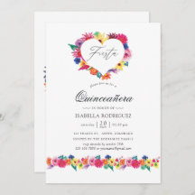 Vattenfärgad Blommigt Fiesta Quinceañera