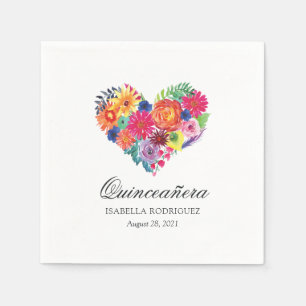 Vattenfärgad Blommigt Fiesta Quinceañera Pappersservett