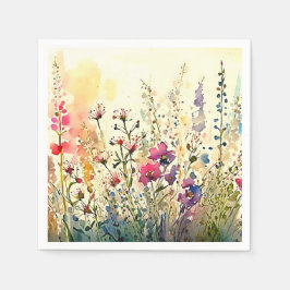 Vattenfärgad Blommigt/Flower Fält Pappersservett