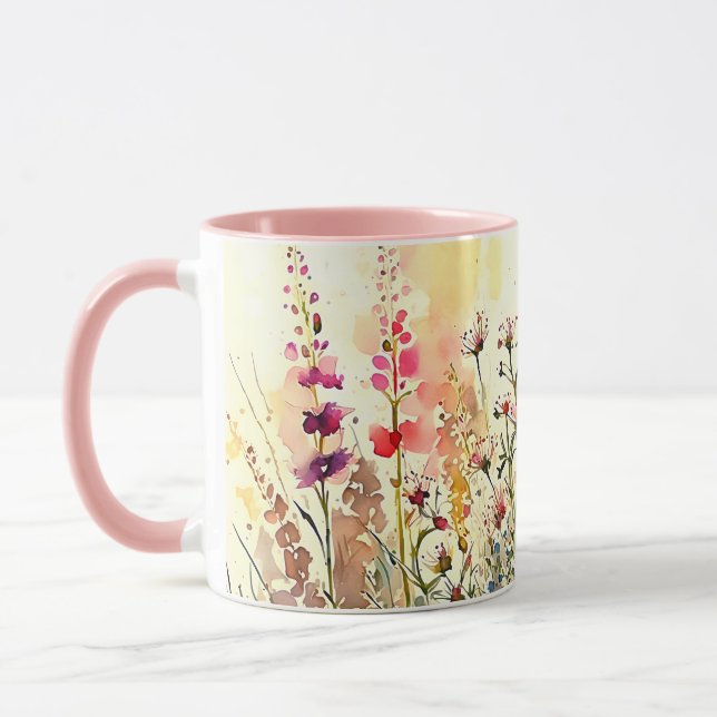 Vattenfärgad Blommigt/Flower Mugg (Vänster)
