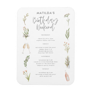 Vattenfärgad blommigt födelsedag helg magnet