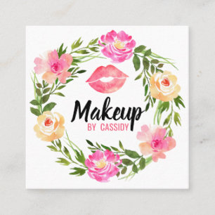 Vattenfärgad Blommigt för andningsmakeup Arist Bus Fyrkantigt Visitkort