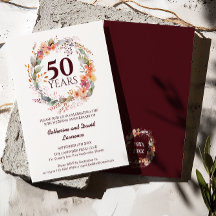 Vattenfärgad Blommigt Garland Mörk röd 50 Bröllop