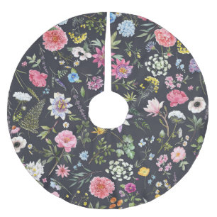 Vattenfärgad Blommigt: Gentle Summer Mönster. Julgransmatta Borstad Polyester