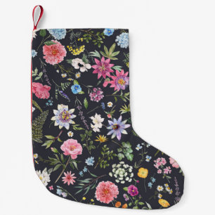Vattenfärgad Blommigt: Gentle Summer Mönster. Liten Julstrumpa