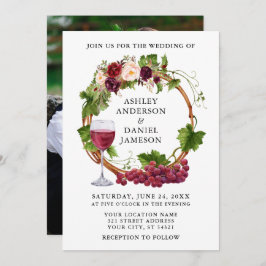 Vattenfärgad Blommigt Grapefruktutandningsfoto i B Inbjudningar