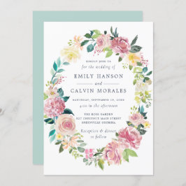 Vattenfärgad Blommigt Greenery Wandey Inbjudningar