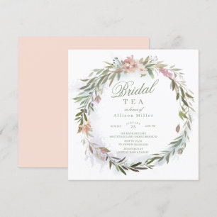 Vattenfärgad Blommigt Greenery Wandey Möhippa Tea Inbjudningar