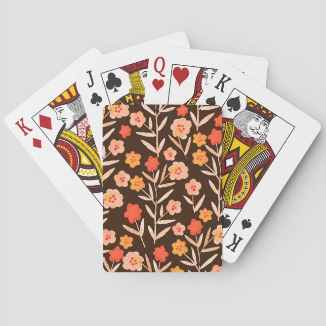 Vattenfärgad Blommigt: Hand plockade Struktur Casinokort (Baksidan)