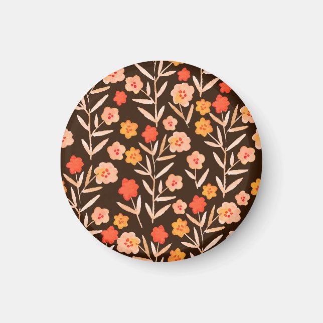 Vattenfärgad Blommigt: Hand plockade Struktur Magnet (Framsidan)
