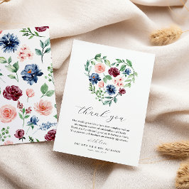 Vattenfärgad Blommigt Heart Bröllop Tack Kort