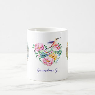 Vattenfärgad Blommigt Heart Hummingbird Photo Gift Kaffemugg