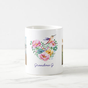 Vattenfärgad Blommigt Heart Hummingbird Photo Gift Kaffemugg