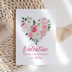 Vattenfärgad Blommigt Heart Kids Valentines day Anteckningskort