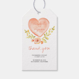 Vattenfärgad Blommigt Heart Romantic Bröllop Presentetikett