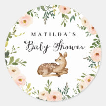Vattenfärgad blommigt hjort, babydusch party