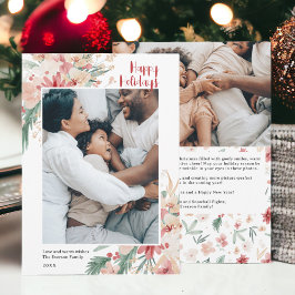 Vattenfärgad Blommigt Juli Helgdag Photo Collage Julkort