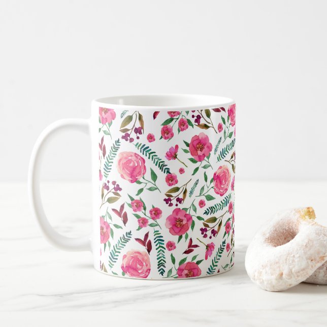 Vattenfärgad Blommigt Kaffemugg (Med munk)