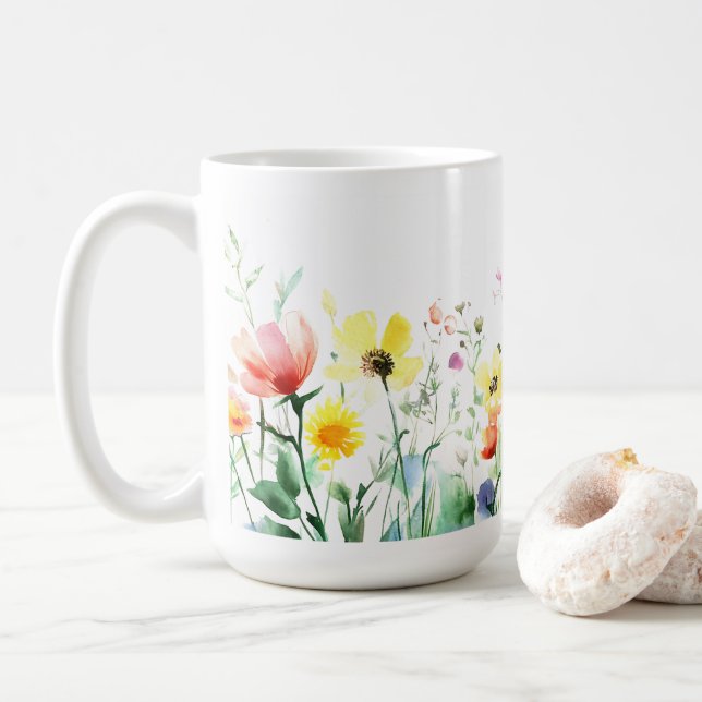Vattenfärgad Blommigt Konstnärlig 🌺 kaffe mugg 15 (Med munk)