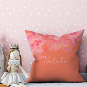 Vattenfärgad blommigt koralllax namn dekorativ kud kudde