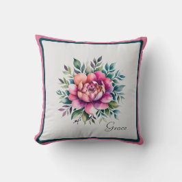 Vattenfärgad Blommigt Kudde