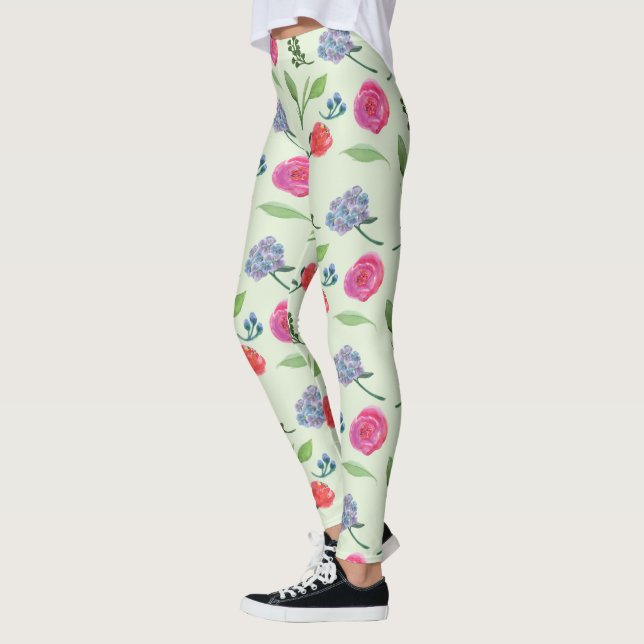 Vattenfärgad Blommigt Leggings (Vänster)
